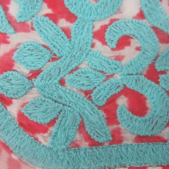 Tommy Bahama Womens One Size Pink White Aqua Blue Cotton Cover Up Tassles O/S - Picture 6 of 9